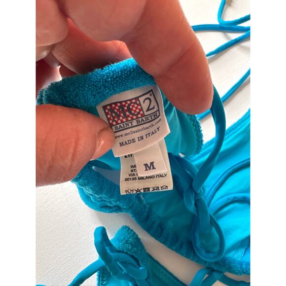 MC2 Saint Barth Blue Terry Cloth Triangle Bikini Set - Size M - Picture 6 of 9
